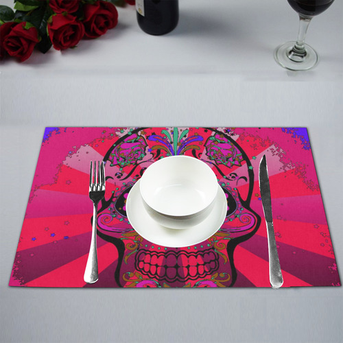 psychedelic Pop Skull 317H by JamColors Placemat 12’’ x 18’’ (Set of 6)