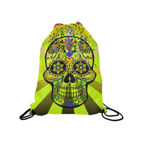 psychedelic Pop Skull 317G by JamColors Medium Drawstring Bag Model 1604 (Twin Sides) 13.8"(W) * 18.1"(H)