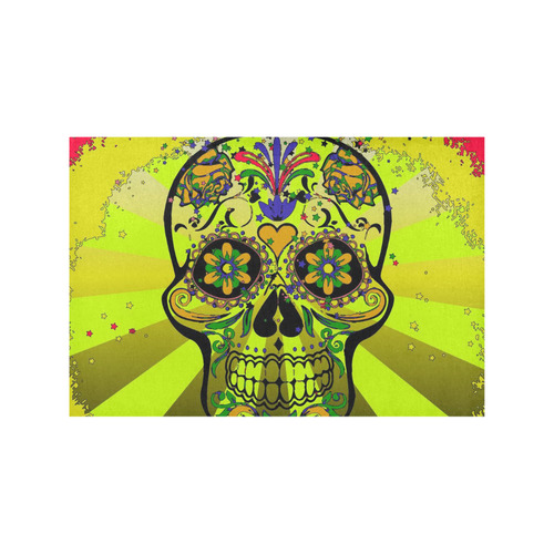 psychedelic Pop Skull 317G by JamColors Placemat 12’’ x 18’’ (Set of 4)