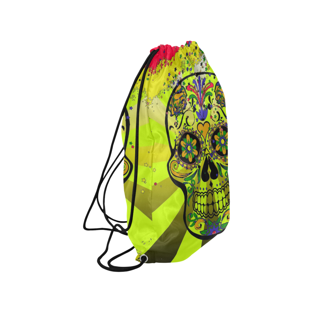 psychedelic Pop Skull 317G by JamColors Medium Drawstring Bag Model 1604 (Twin Sides) 13.8"(W) * 18.1"(H)