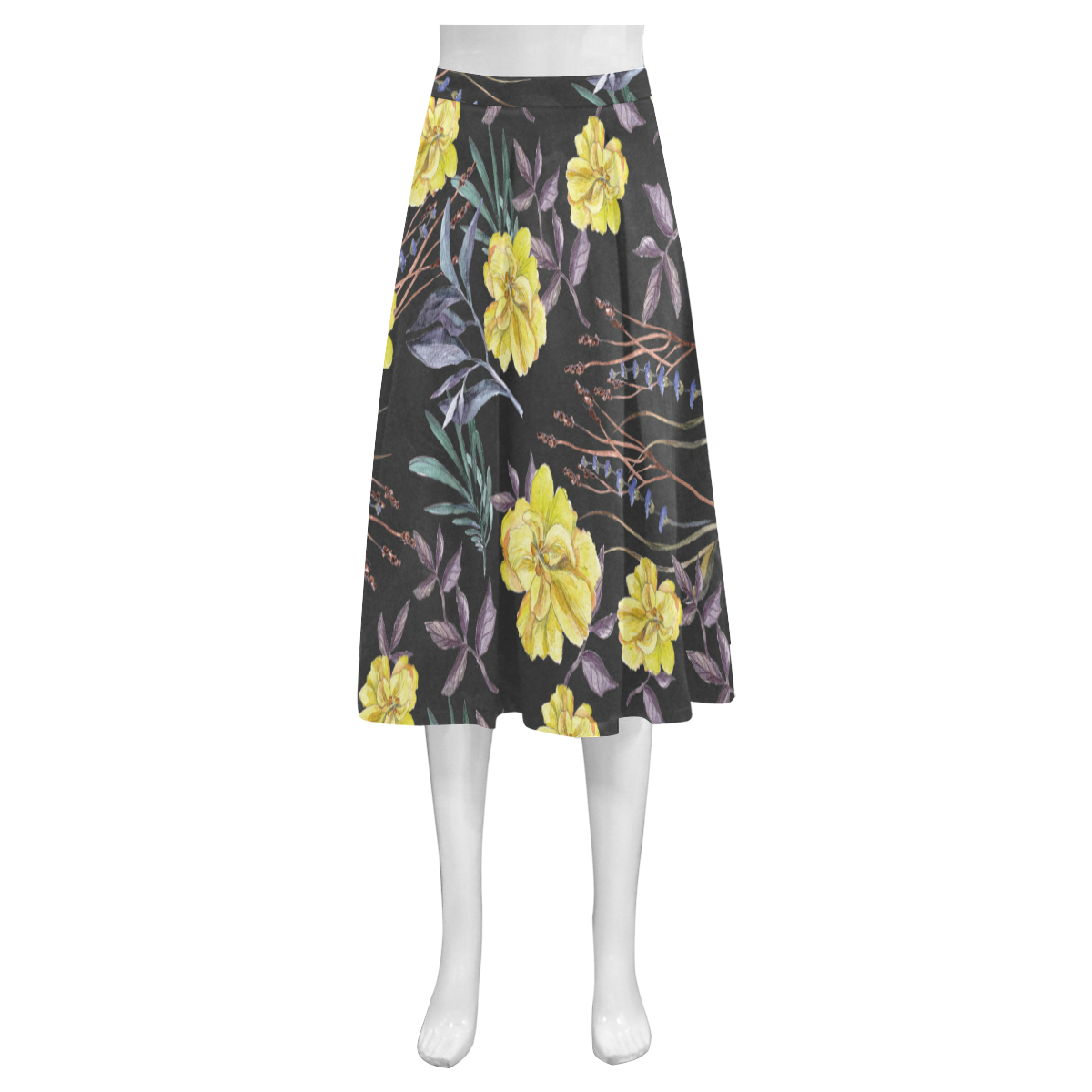 Wildflowers II Mnemosyne Women's Crepe Skirt (Model D16)