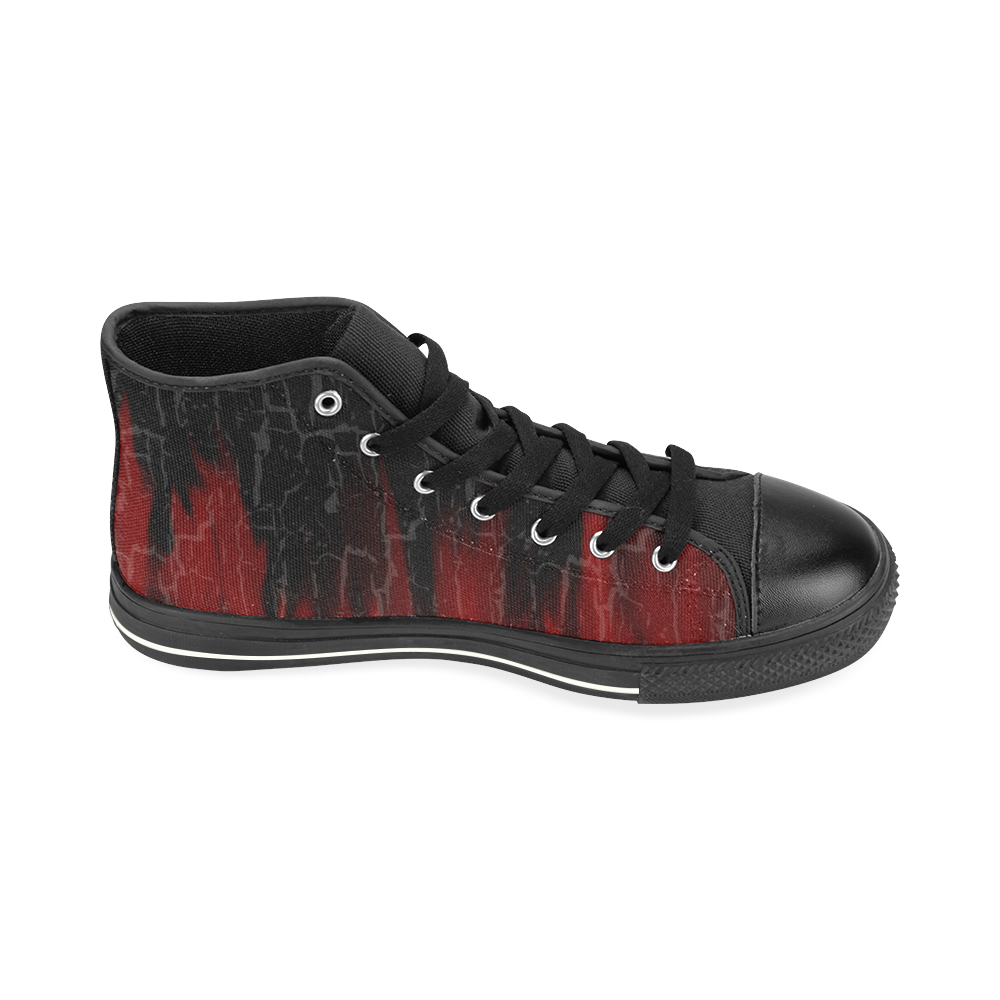Cracked Flames Goth Art High Top Canvas Women's Shoes/Large Size (Model 017)