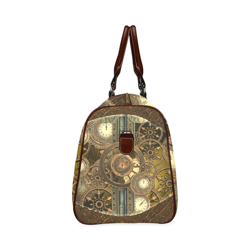 Steampunk clocks and gears Waterproof Travel Bag/Large (Model 1639)
