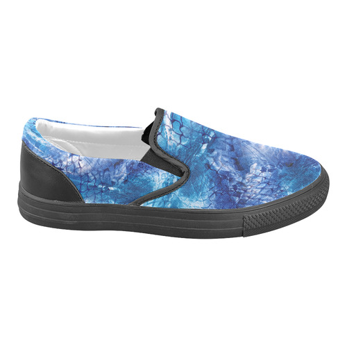 Blue Fish Net Water Print Design Sneakers Slip-on Canvas Shoes for Men/Large Size (Model 019)