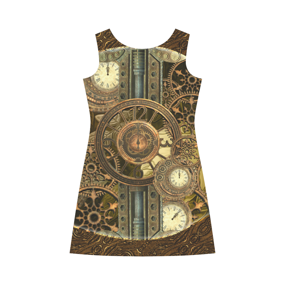Steampunk clocks and gears Bateau A-Line Skirt (D21)
