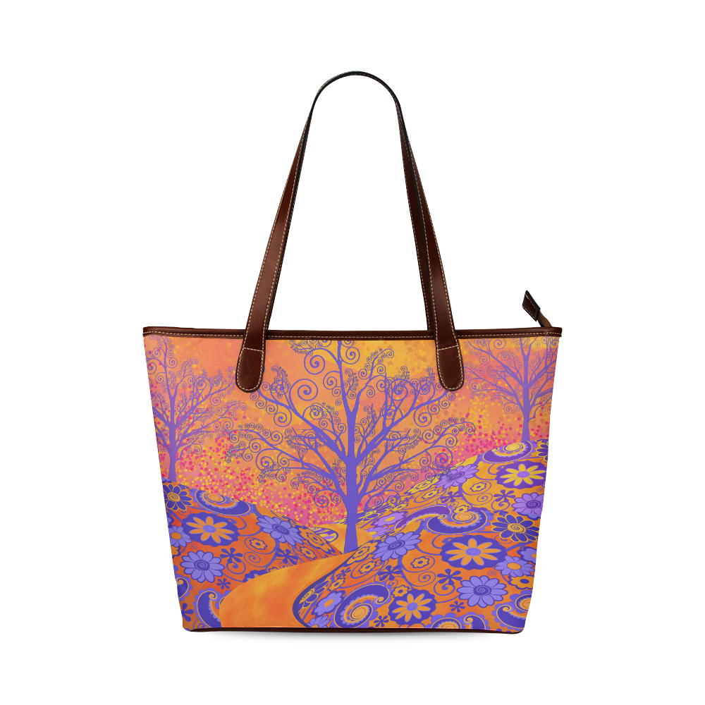 Sunset Park Flowers Colorful Print Bag by Juleez Shoulder Tote Bag (Model 1646)