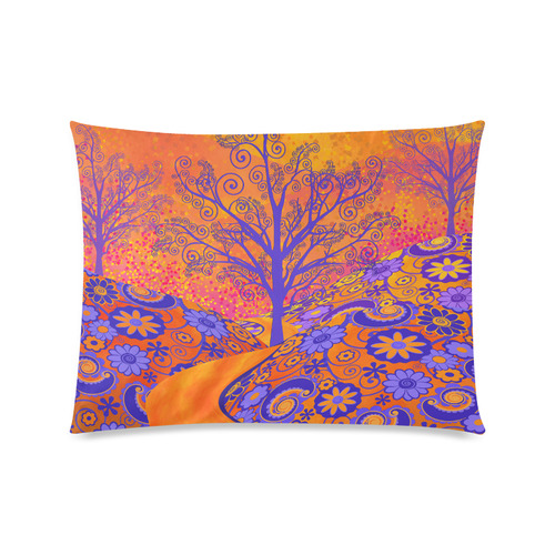 Sunset Park Tree Colorful Decor Pillow Custom Zippered Pillow Case 20"x26"(Twin Sides)