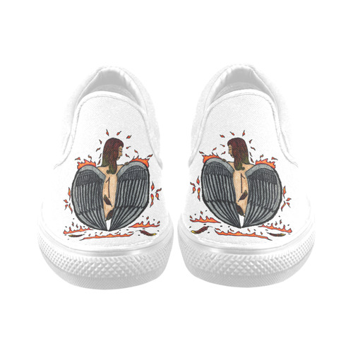 Brushing Off The Ashes Women's Unusual Slip-on Canvas Shoes (Model 019)