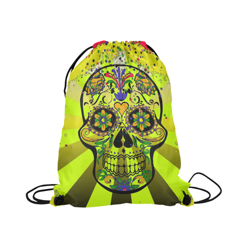 psychedelic Pop Skull 317G by JamColors Large Drawstring Bag Model 1604 (Twin Sides)  16.5"(W) * 19.3"(H)