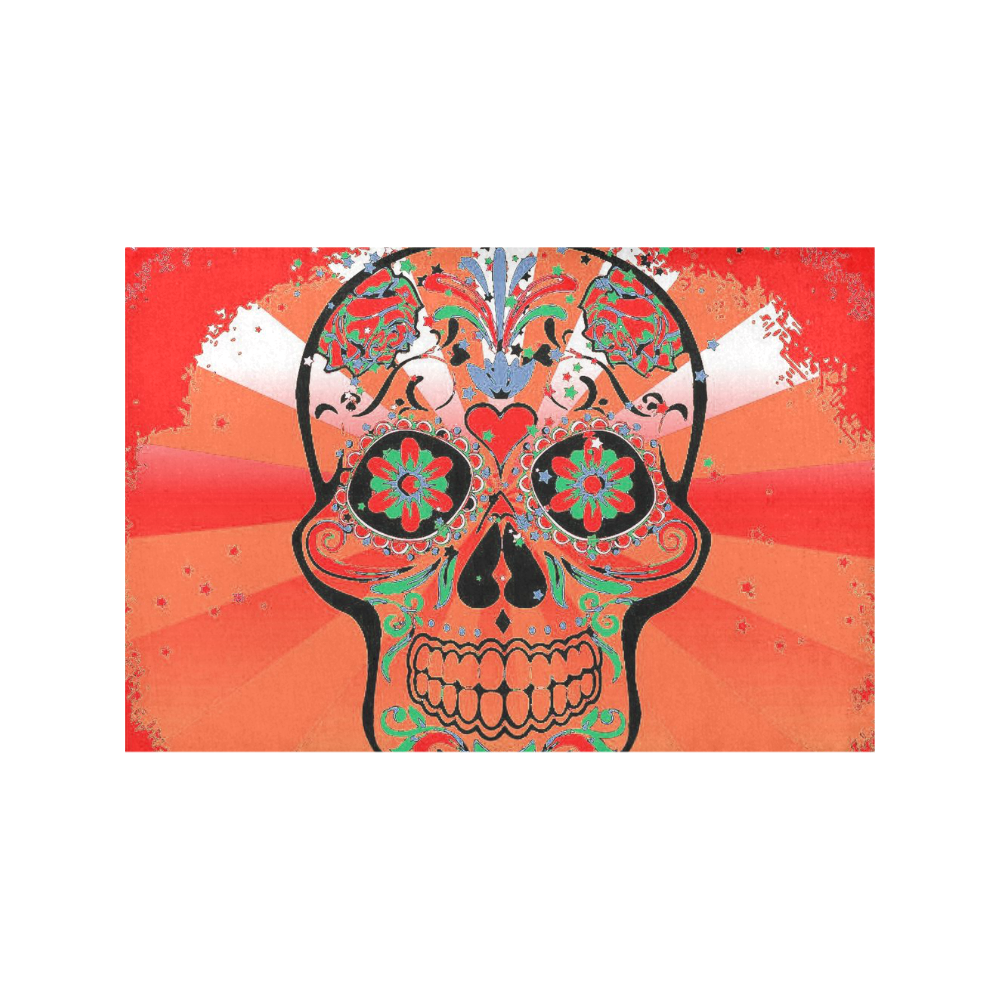 psychedelic Pop Skull 317I by JamColors Placemat 12’’ x 18’’ (Set of 2)