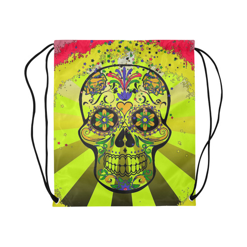 psychedelic Pop Skull 317G by JamColors Large Drawstring Bag Model 1604 (Twin Sides)  16.5"(W) * 19.3"(H)