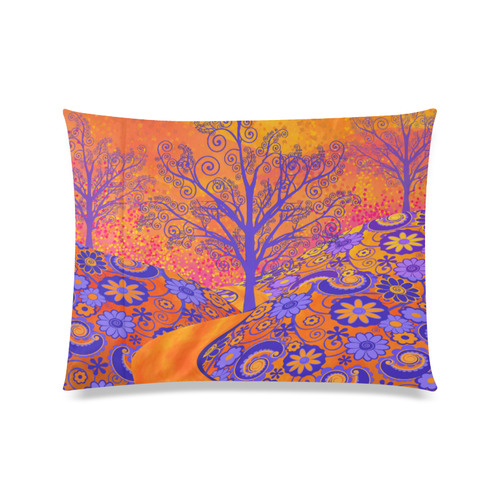 Sunset Park Tree Colorful Decor Pillow Custom Zippered Pillow Case 20"x26"(Twin Sides)