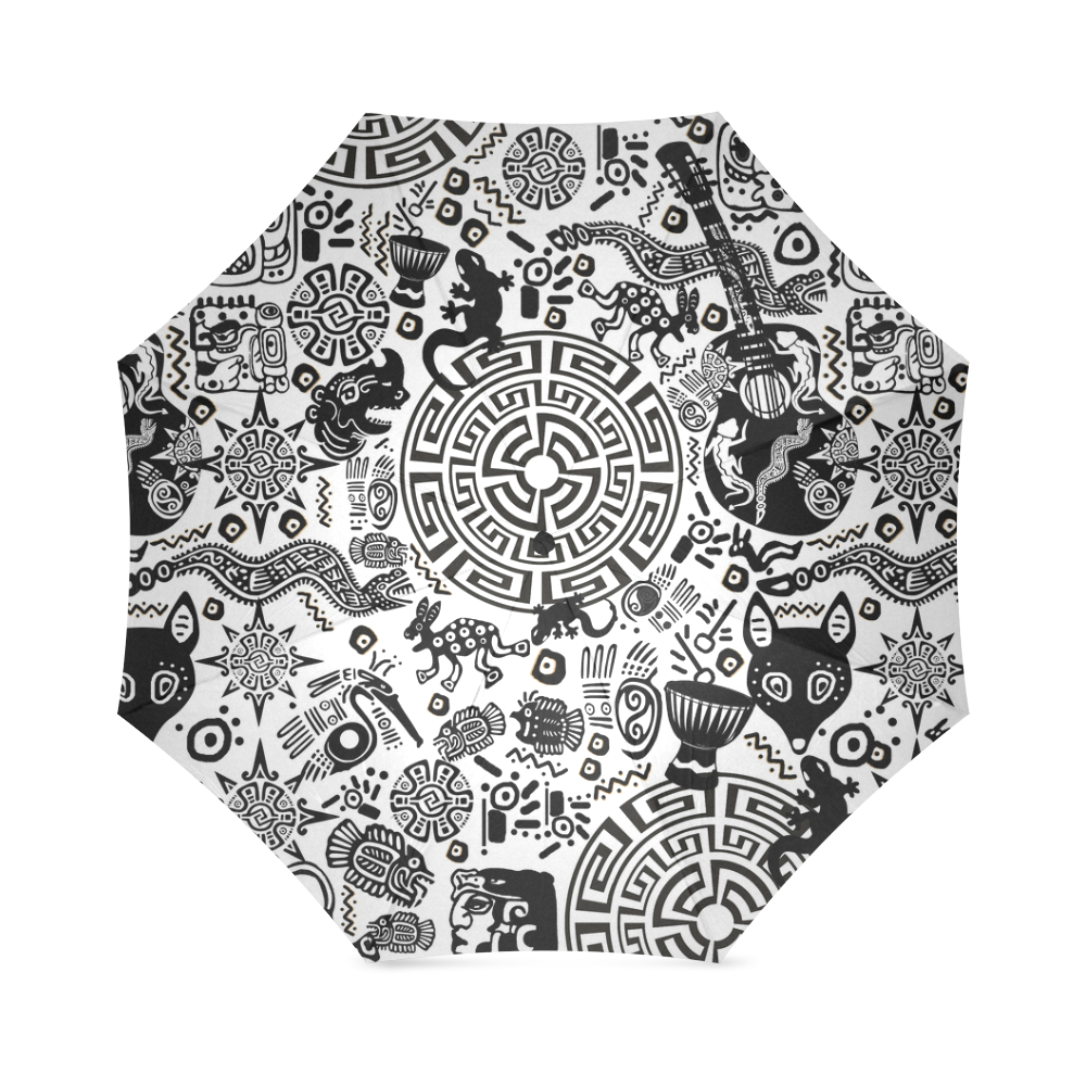 Mayan Primitive Design Print Umbrella Foldable Umbrella (Model U01)