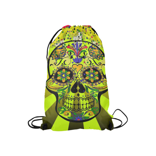 psychedelic Pop Skull 317G by JamColors Small Drawstring Bag Model 1604 (Twin Sides) 11"(W) * 17.7"(H)