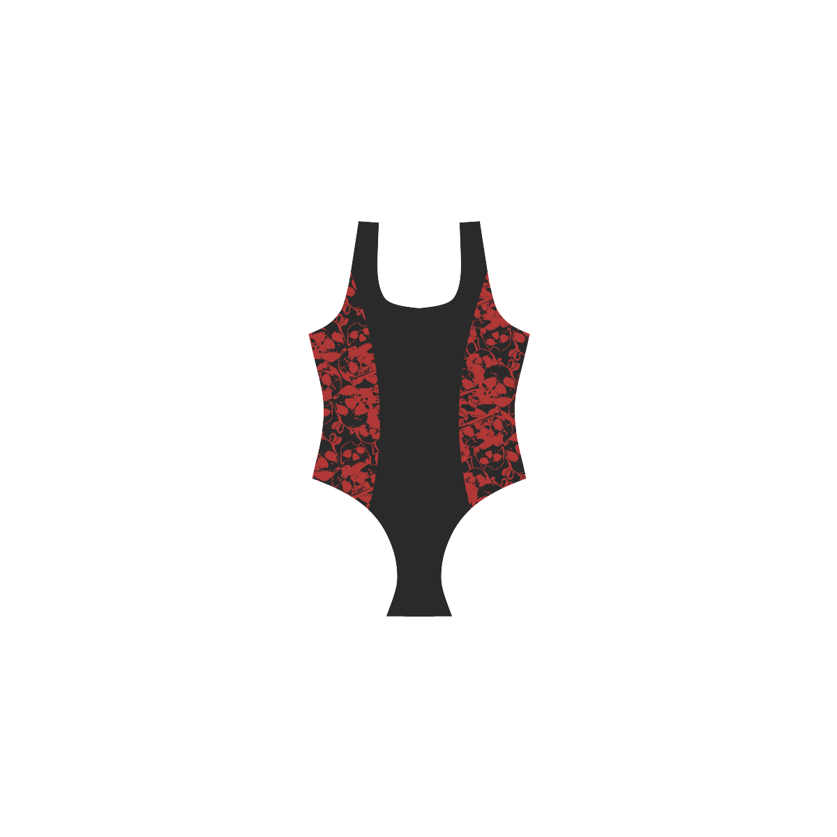 Red Skulls Cutout Goth Art Vest One Piece Swimsuit (Model S04)