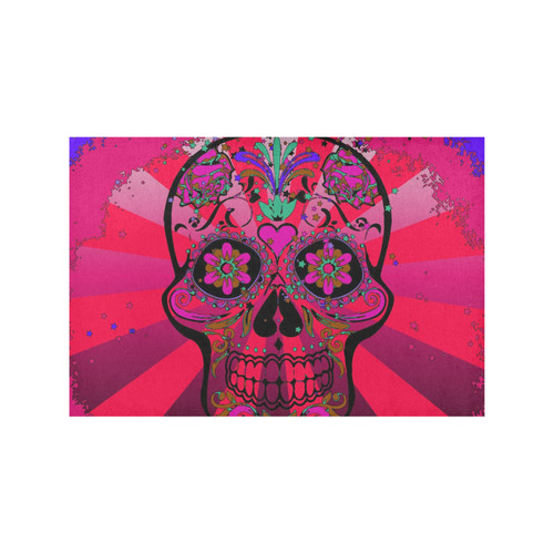 psychedelic Pop Skull 317H by JamColors Placemat 12’’ x 18’’ (Set of 4)