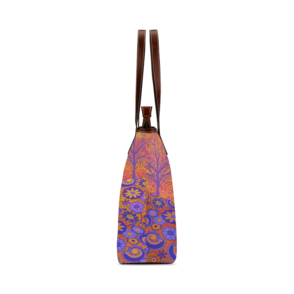 Sunset Park Flowers Colorful Print Bag by Juleez Shoulder Tote Bag (Model 1646)