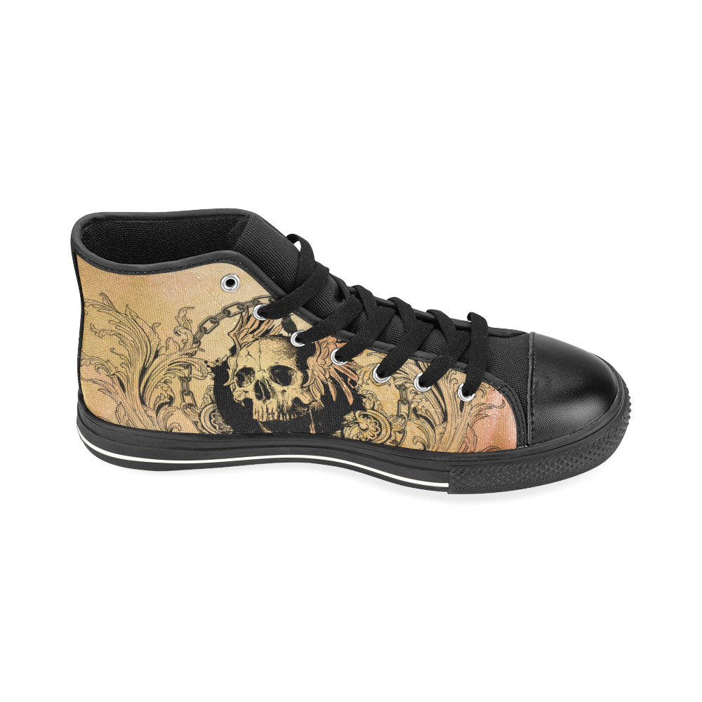 Amazing skull with wings High Top Canvas Shoes for Kid (Model 017)