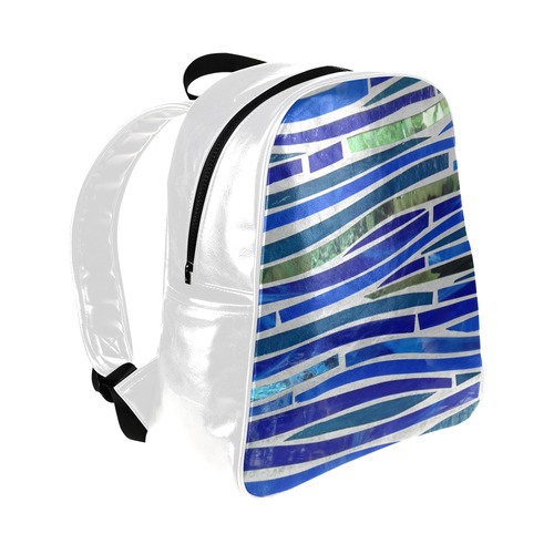 blue mosaic Multi-Pockets Backpack (Model 1636)
