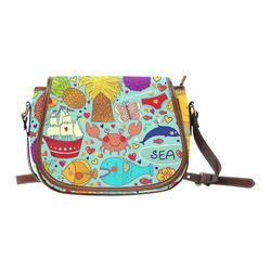 Cute Cartoon Summer Love Fun Beach Fish Sea Saddle Bag/Large (Model 1649)