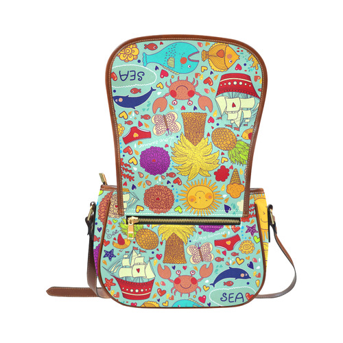 Cute Cartoon Summer Love Fun Beach Fish Sea Saddle Bag/Small (Model 1649) Full Customization