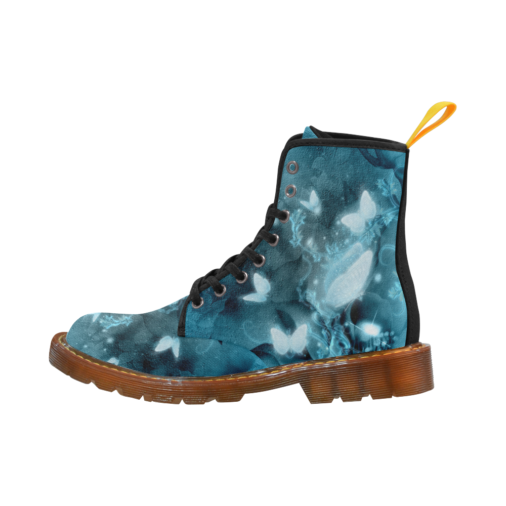 Glowing butterflies in blue colors Martin Boots For Men Model 1203H