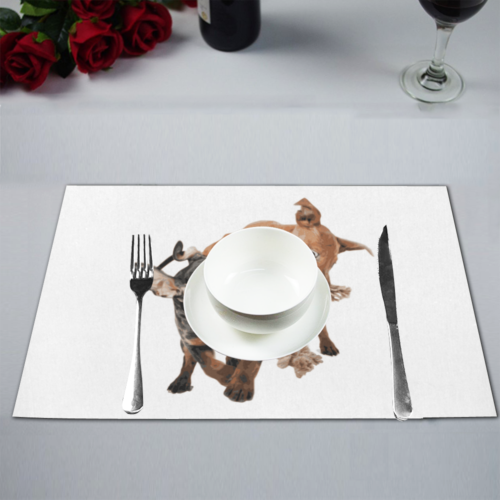 Two Playing Dogs Placemat 12’’ x 18’’ (Four Pieces)