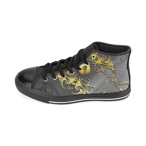 Tribal dragon on yellow button High Top Canvas Shoes for Kid (Model 017)
