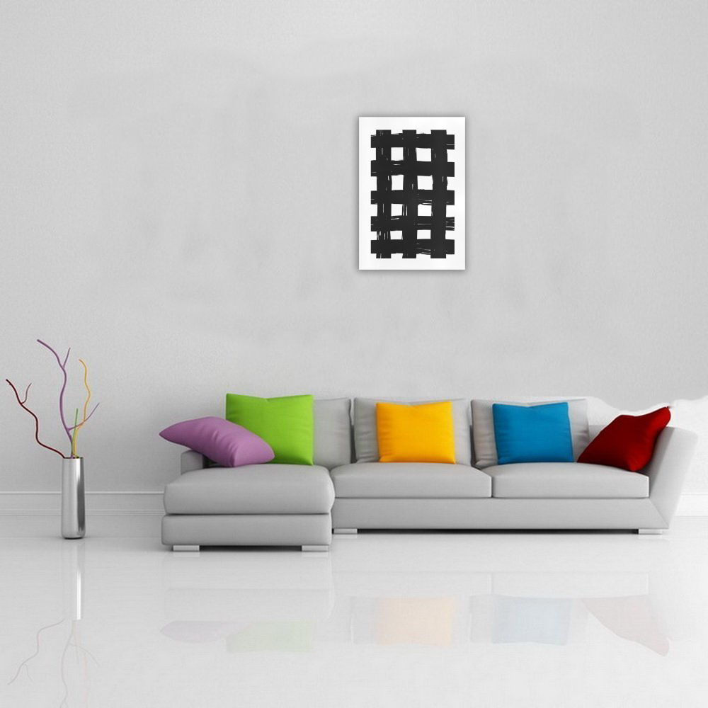 black and white doodle squares Art Print 16‘’x23‘’