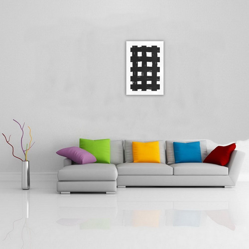 black and white doodle squares Art Print 16‘’x23‘’