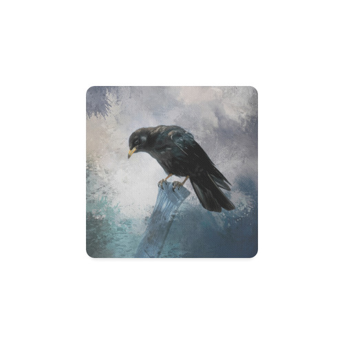 A beautiful painted black crow Square Coaster