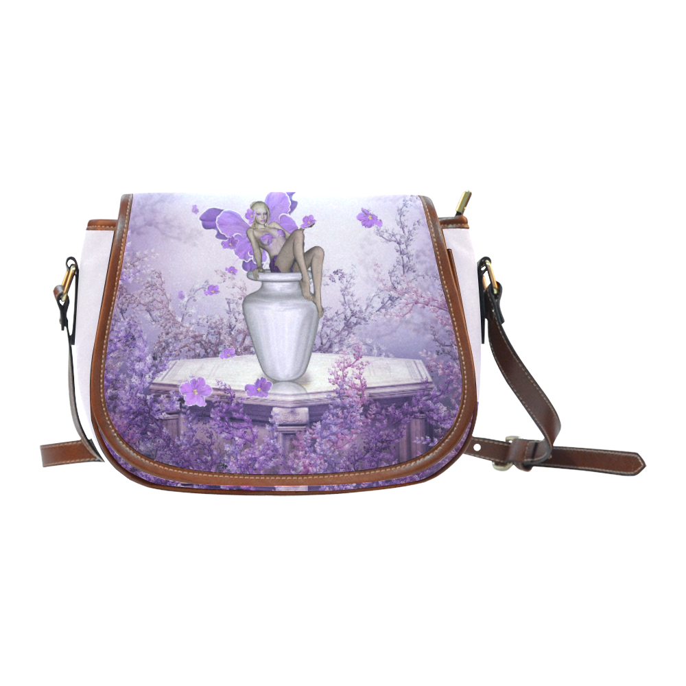 Beautiful fairy with flowers Saddle Bag/Small (Model 1649) Full Customization