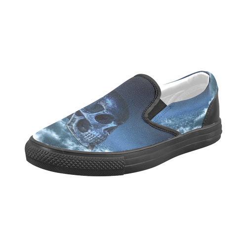 Skull and Moon Men's Slip-on Canvas Shoes (Model 019)