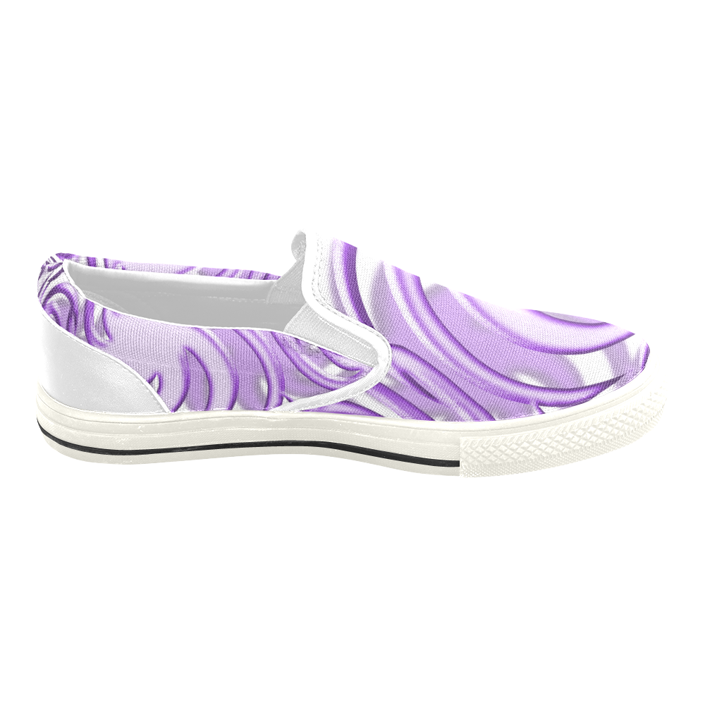 3-D Lilac Ball Slip-on Canvas Shoes for Kid (Model 019)
