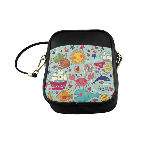 Cute Cartoon Sea Animals Summer Love Sling Bag (Model 1627)