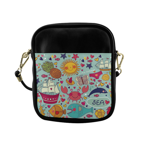 Cute Cartoon Sea Animals Summer Love Sling Bag (Model 1627)