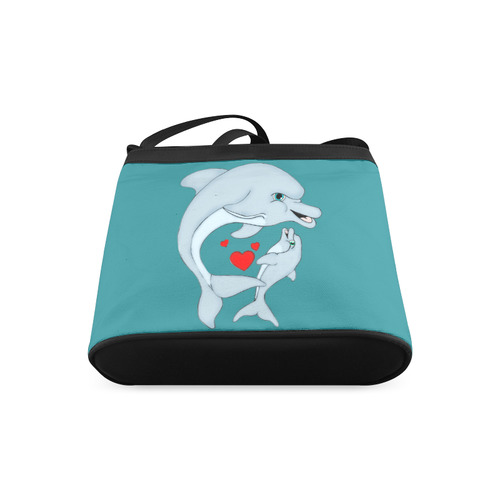 Dolphin Love Aqua Crossbody Bags (Model 1613)
