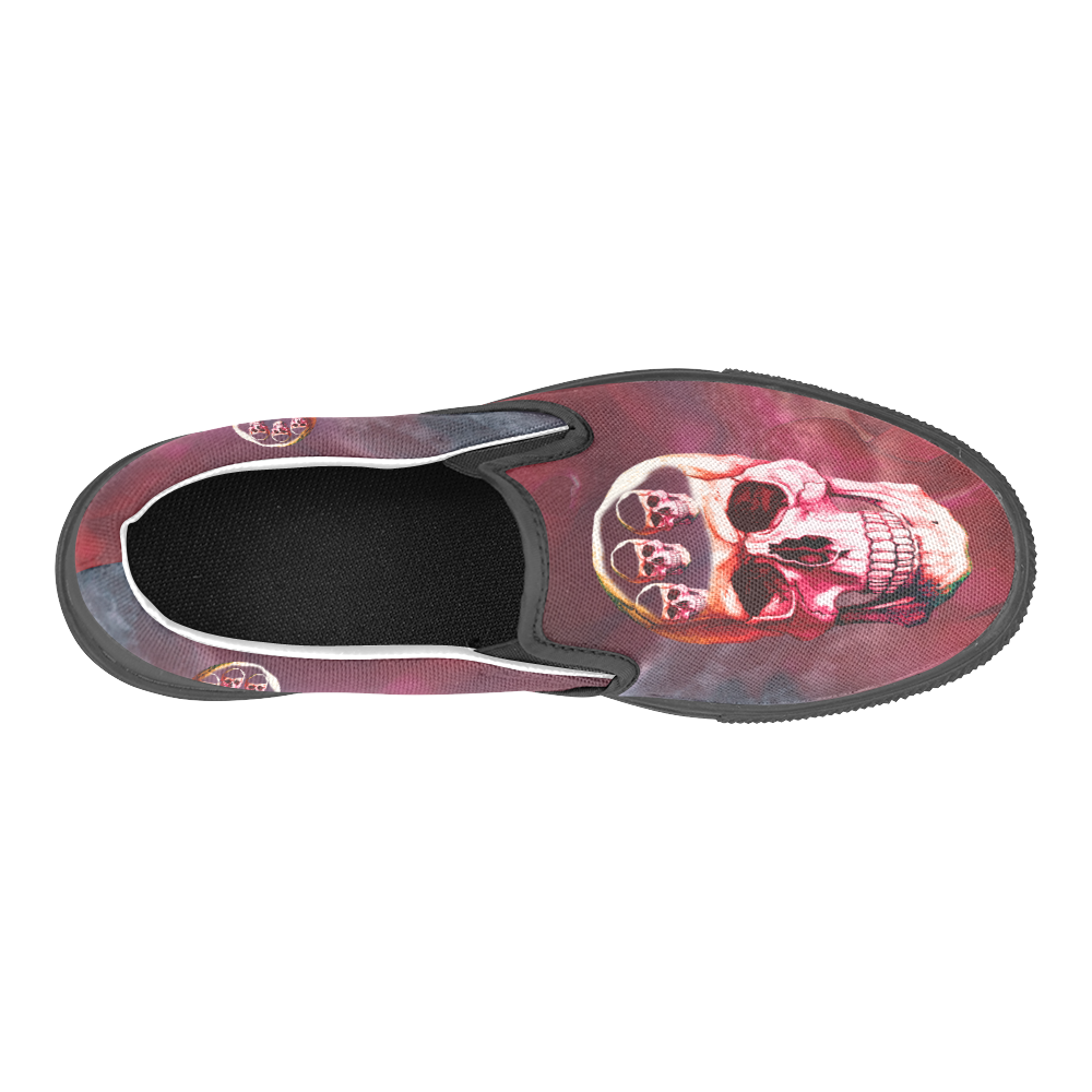 Funny Skulls Slip-on Canvas Shoes for Kid (Model 019)