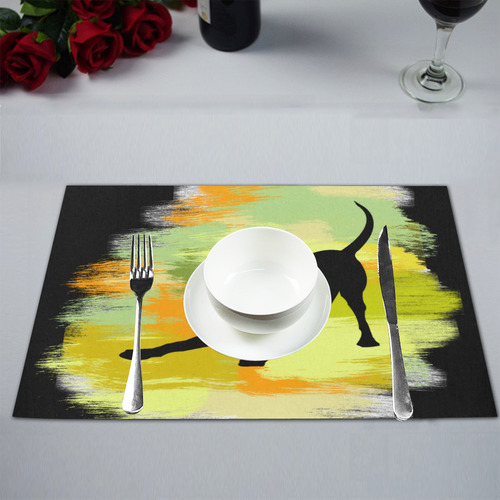 Dog Playing Please Painting Shape Placemat 12’’ x 18’’ (Four Pieces)