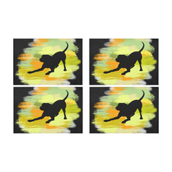 Dog Playing Please Painting Shape Placemat 12’’ x 18’’ (Four Pieces)