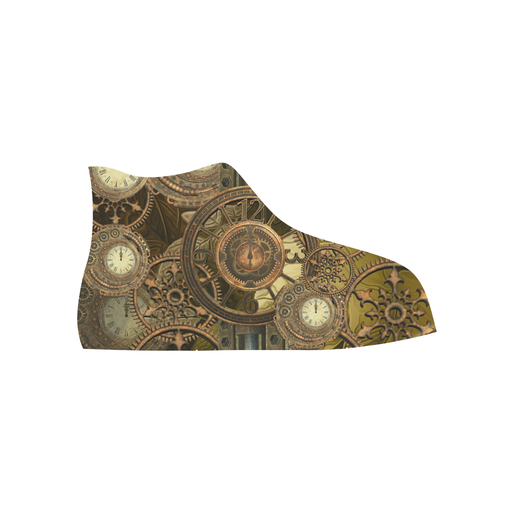 Steampunk clocks and gears High Top Canvas Shoes for Kid (Model 017)