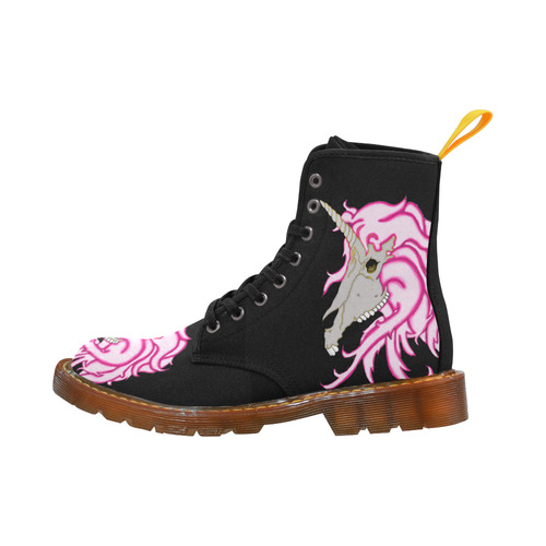 Pink Unicorn Skull Black Martin Boots For Women Model 1203H