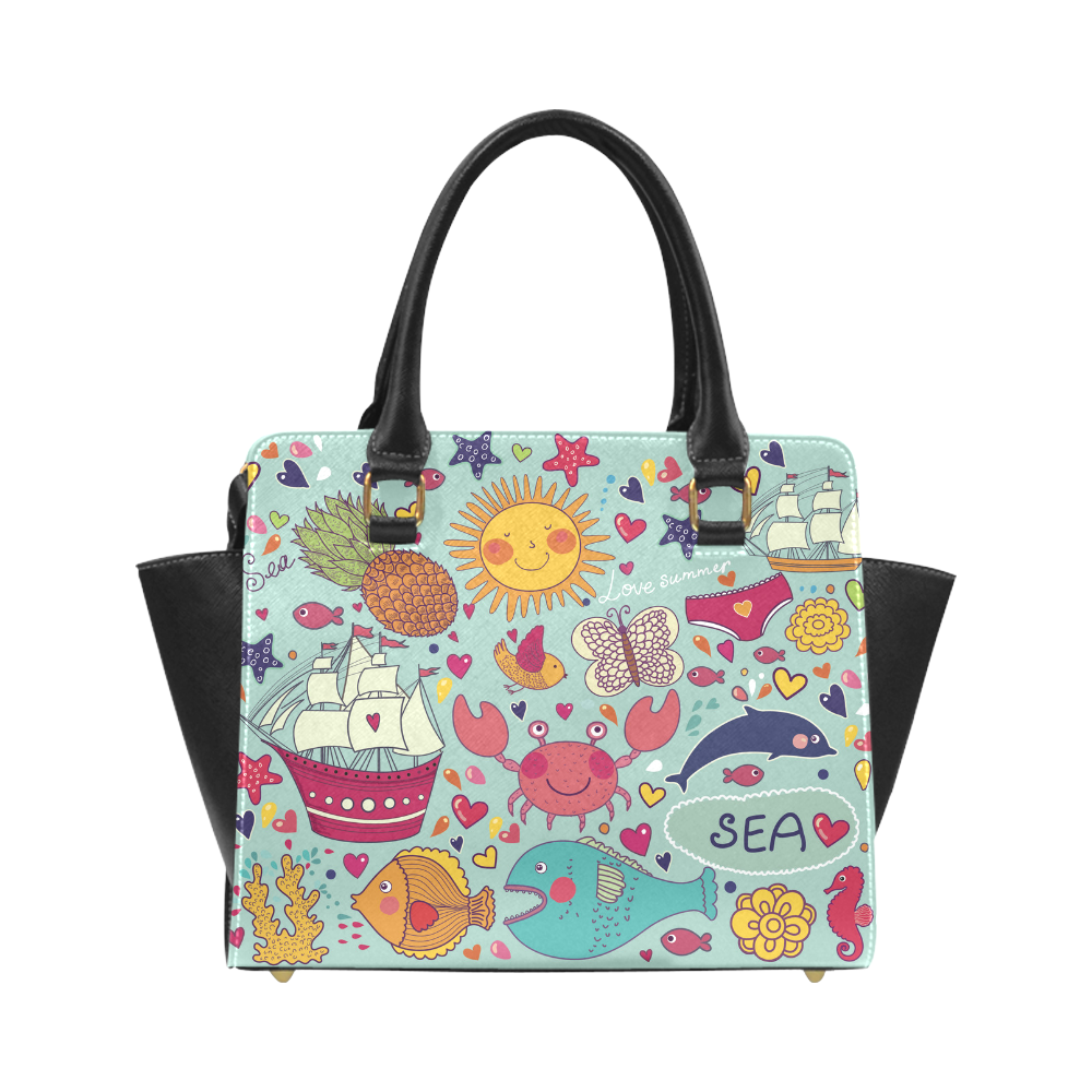 Cute Cartoon Sea Animals Summer Love Classic Shoulder Handbag (Model 1653)