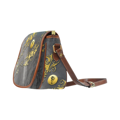 Tribal dragon on yellow button Saddle Bag/Small (Model 1649) Full Customization