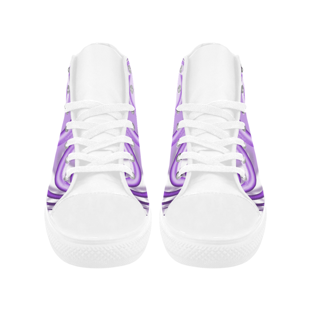 3-D Lilac Ball Aquila High Top Microfiber Leather Women's Shoes (Model 032)