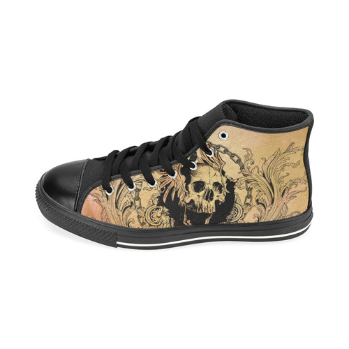 Amazing skull with wings High Top Canvas Shoes for Kid (Model 017)
