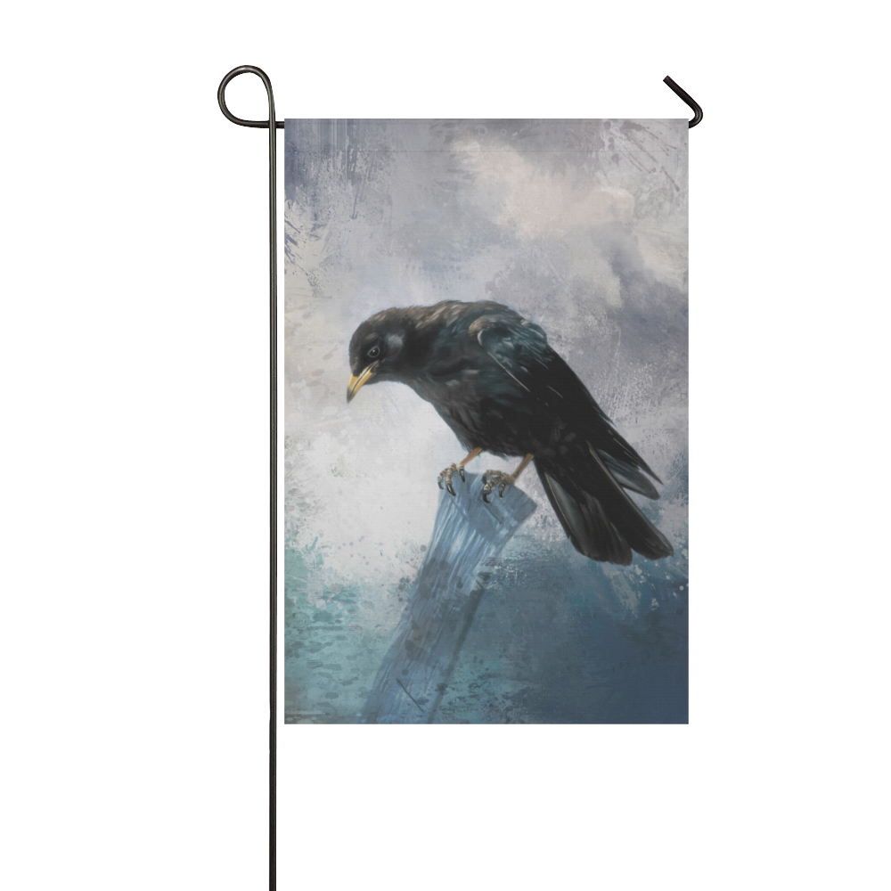 A beautiful painted black crow Garden Flag 12‘’x18‘’（Without Flagpole）