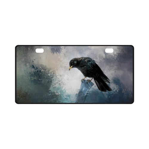 A beautiful painted black crow License Plate