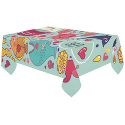 Cute Cartoon Sea Fish Summer Fun Cotton Linen Tablecloth 60"x120"