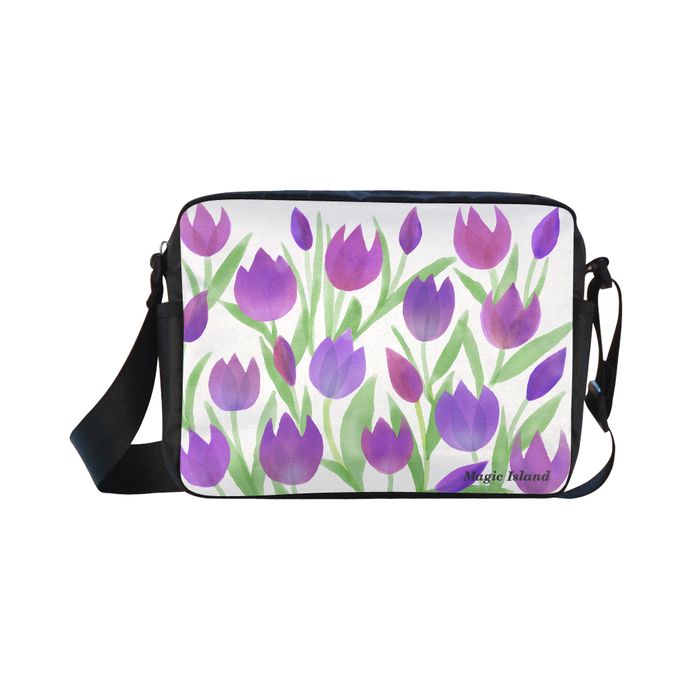 Purple Tulips. Inspired by the Magic Island of Gotland. Classic Cross-body Nylon Bags (Model 1632)